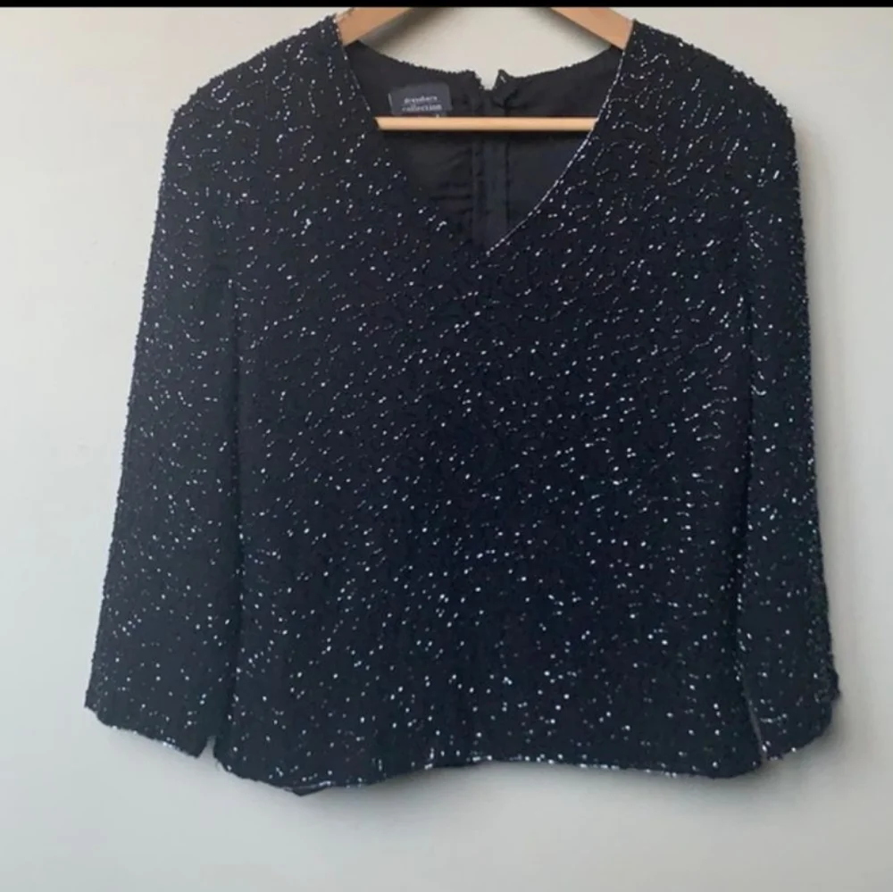 Dressbarn Collection Beaded Top Long sleeve Beautiful black - Picture 1 of 8